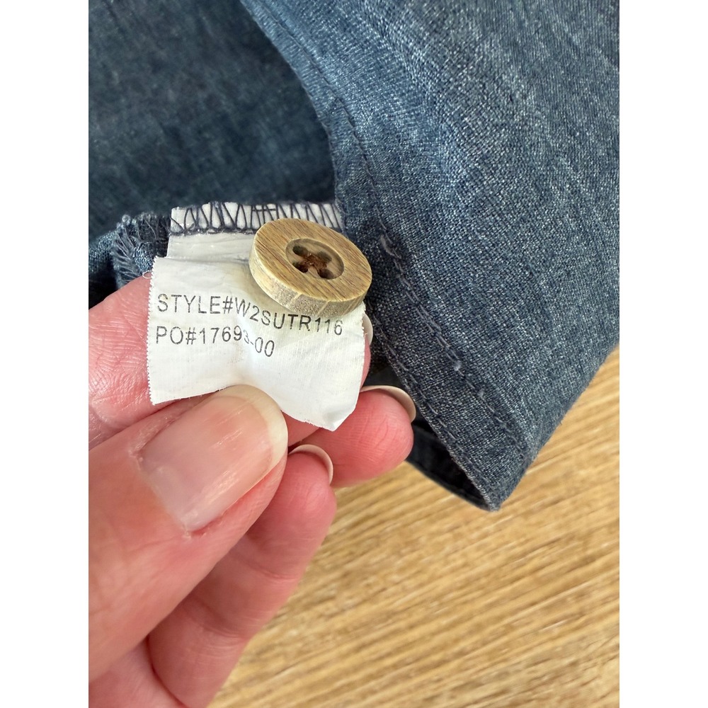 Prana Button Down Shirt Womens XL Blue Roll Tab Sleeve Gorpcore Outdoorsy - Picture 7 of 8